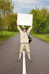 Image showing tourist on a country road