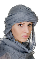 Image showing  oriental style woman in shawl