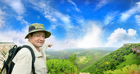 Image showing tourist on a country road