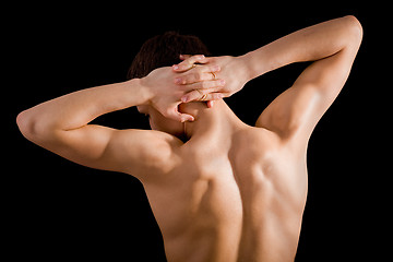 Image showing bare back and shoulders athlete 