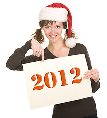 Image showing young girl in Santa hat