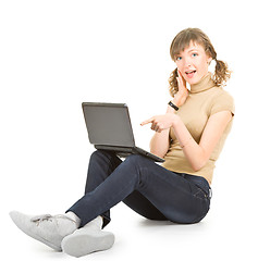 Image showing young girl with laptop 