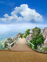 Image showing scenic park wooden bridge