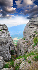 Image showing view from the mountains to the valley