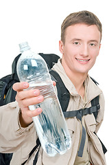 Image showing young man dressed in a tourist 