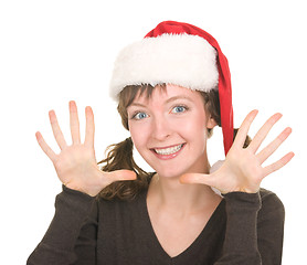 Image showing young girl in Santa hat