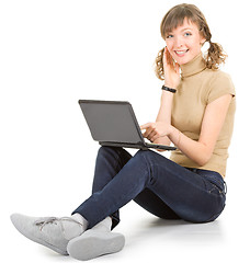 Image showing girl with a laptop