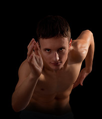 Image showing young sportsman with a bare torso