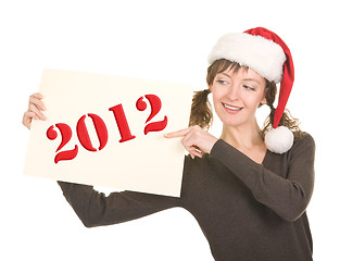 Image showing young girl in Santa hat