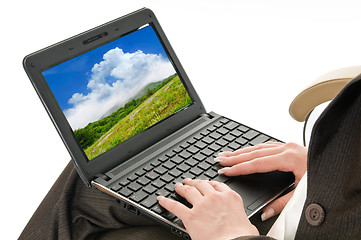 Image showing hands on laptop keyboard