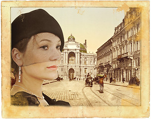 Image showing portrait of a lady in retro style