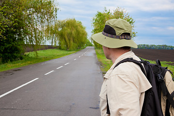 Image showing tourist on a country road