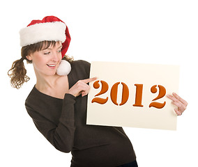 Image showing young girl in Santa hat