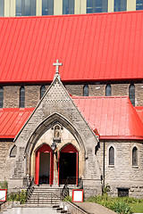 Image showing Red roof church