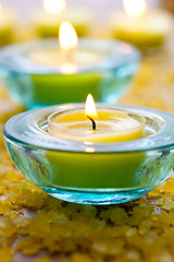 Image showing Candles with bath salt