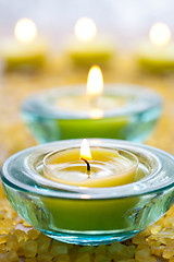 Image showing Candles with bath salt