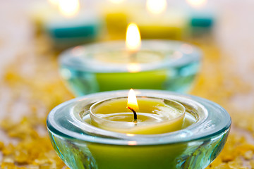 Image showing Candles with bath salt