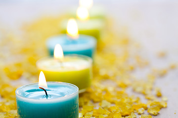 Image showing Candles with bath salt