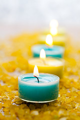 Image showing Candles with bath salt