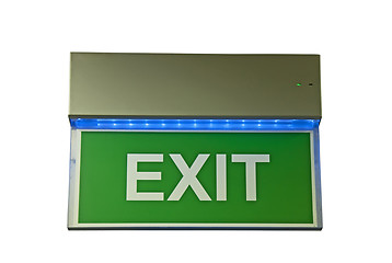 Image showing Green emergency exit sign