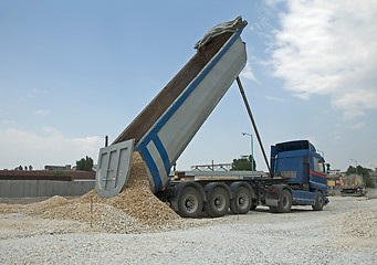 Image showing Truck unload rocks