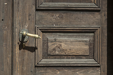 Image showing Old brown wooden door