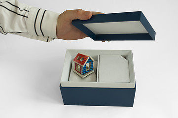 Image showing Gift box with house inside
