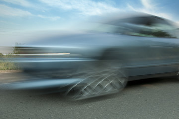 Image showing High speed blurred car