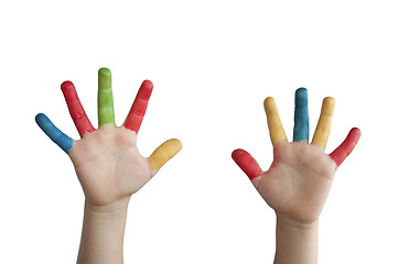 Image showing Children colored hands.