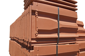 Image showing Pile of roofing tiles packaged.