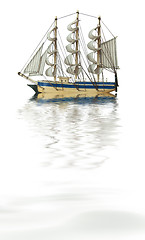 Image showing Old style ship in water 