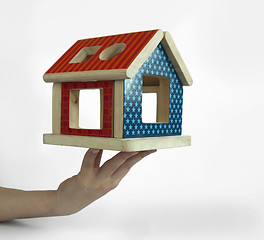 Image showing Wood colorful house toy