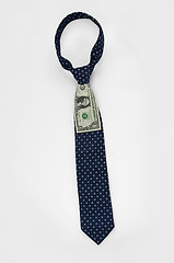 Image showing Blue business tie with one dollar