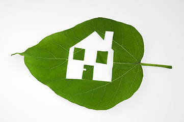 Image showing Leaf cutted house. Real estate