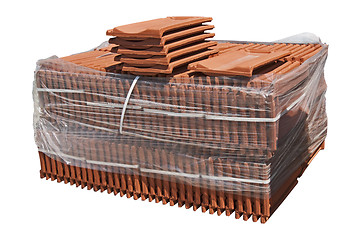 Image showing Pile of roofing tiles packaged.