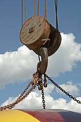 Image showing Lifting hook with chains