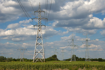 Image showing Metal electric poles
