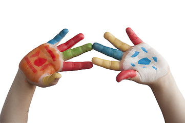 Image showing Children colored hands.