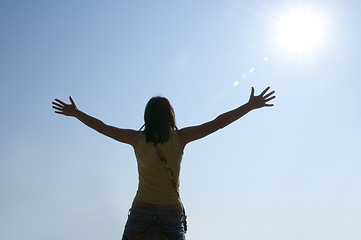 Image showing Woman with outstretched arms