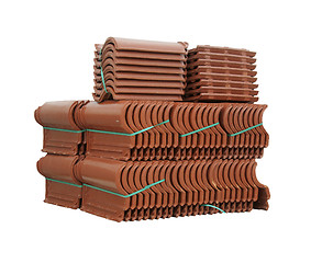 Image showing Pile of roofing tiles packaged.