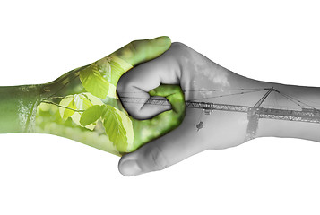 Image showing Two hands ecology
