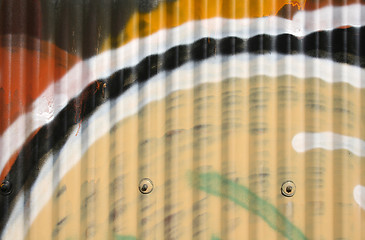 Image showing Corrugated iron with graffiti