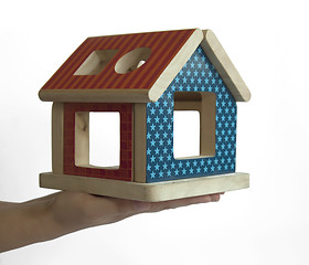 Image showing Wood colorful house toy