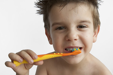 Image showing Boy washing teeth 