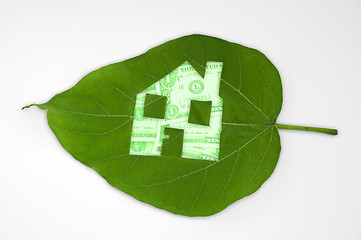 Image showing Leaf cutted house. Real estate