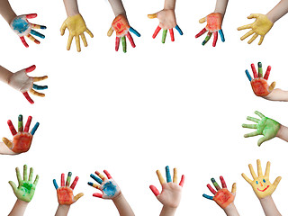 Image showing Children painted hands