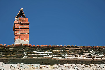 Image showing Old brick chimney 