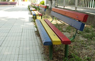 Image showing Multicolor benches