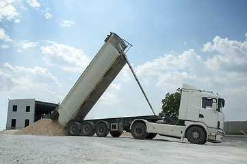 Image showing Truck unload rocks