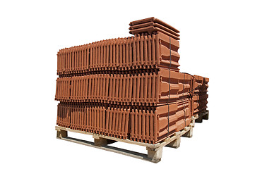 Image showing Pile of roofing tiles packaged.